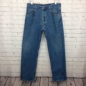 Vintage Brittania Blue Jeans Men's Sz 36x30 Button-Fly 90s Straight Leg Med Wash